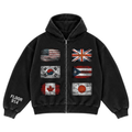 Floor 914 ‘Flag’ Zip Up Hoodie Black
