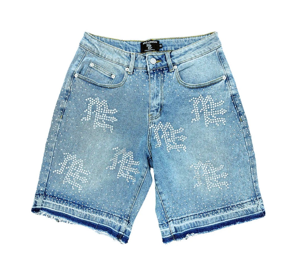 Mixed Emotions Blue ‘ME’ Denim Shorts