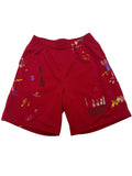 Gallery Dept Paint Splattered Mesh Shorts Red