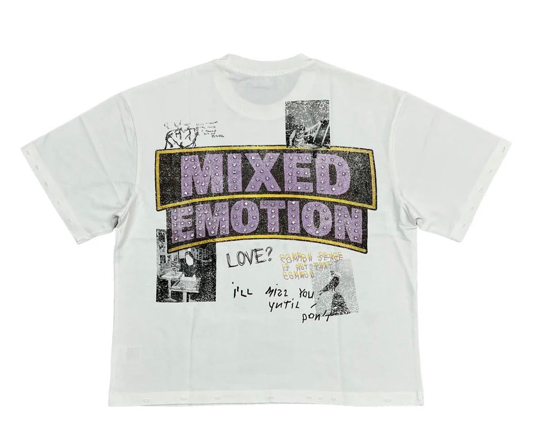 Mixed Emotions 'Lost Identity' White Rhinestone Tee