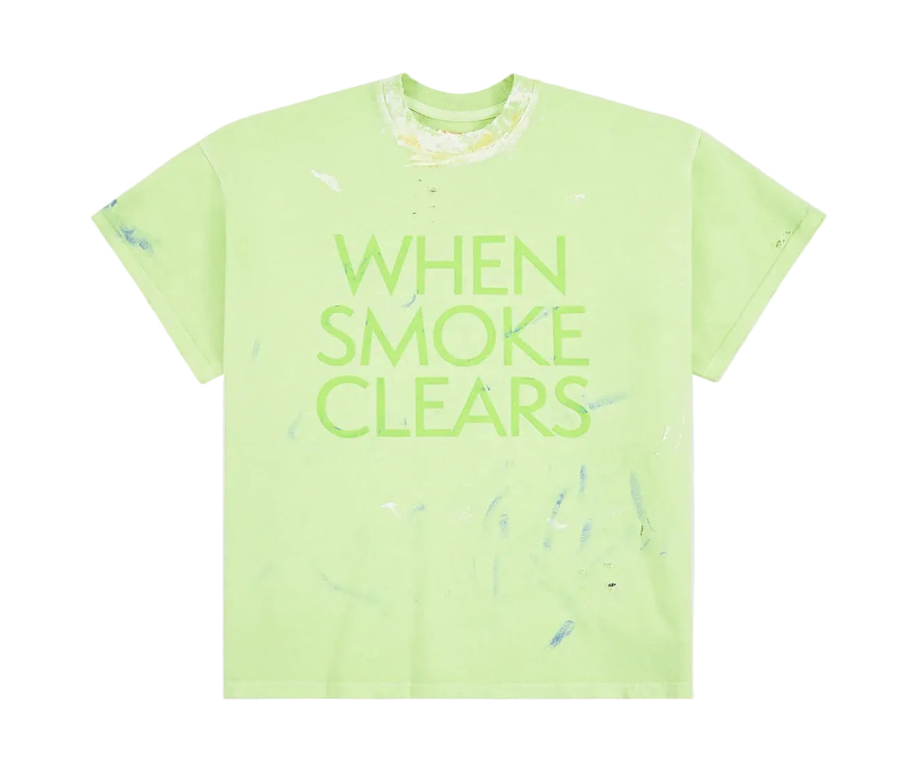 When Smoke Clears ‘Paint Thrashed’ Tee Neon Green
