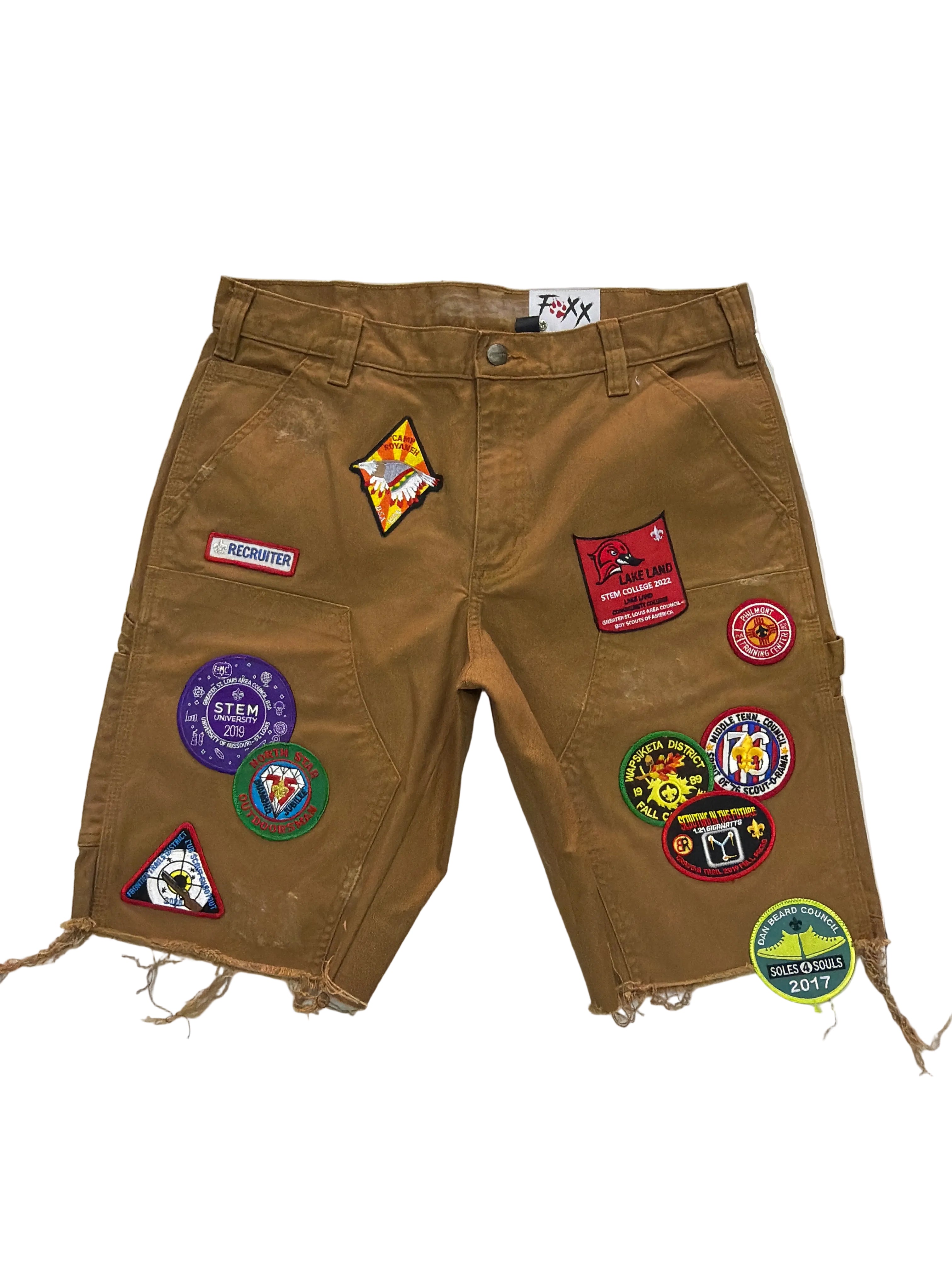 Kill by Foxx ‘Boy Scout’ Patch Work Shorts Tan