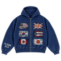 Floor 914 ‘Flag’ Zip Up Hoodie Blue