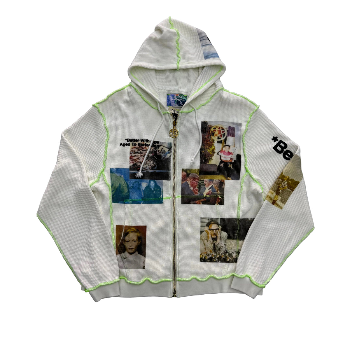 Better With Age 'Ricky' Waffle Knit White Zip Up Hoodie