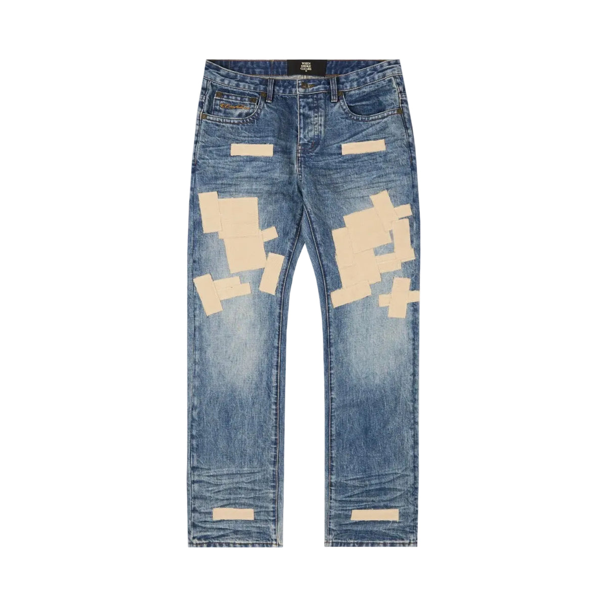 When Smoke Clears ‘Repatched’ Jeans Light Wash