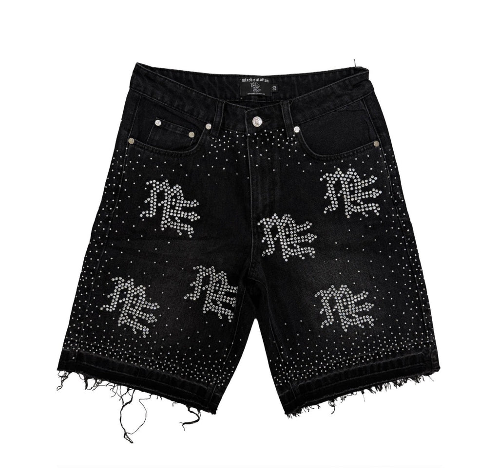 Mixed Emotions Black ‘ME’ Denim Shorts