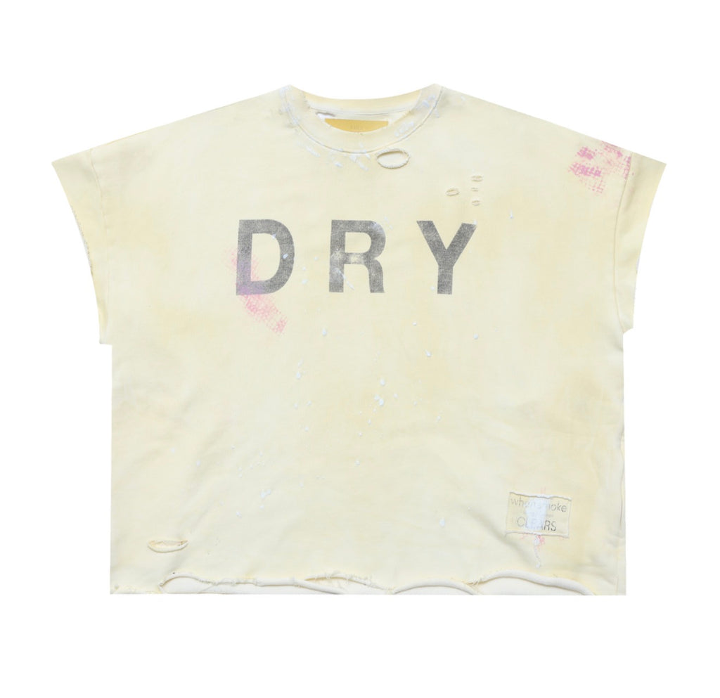 When Smoke Clears ‘Dry’ Cut Off Crewneck Tee Yellow