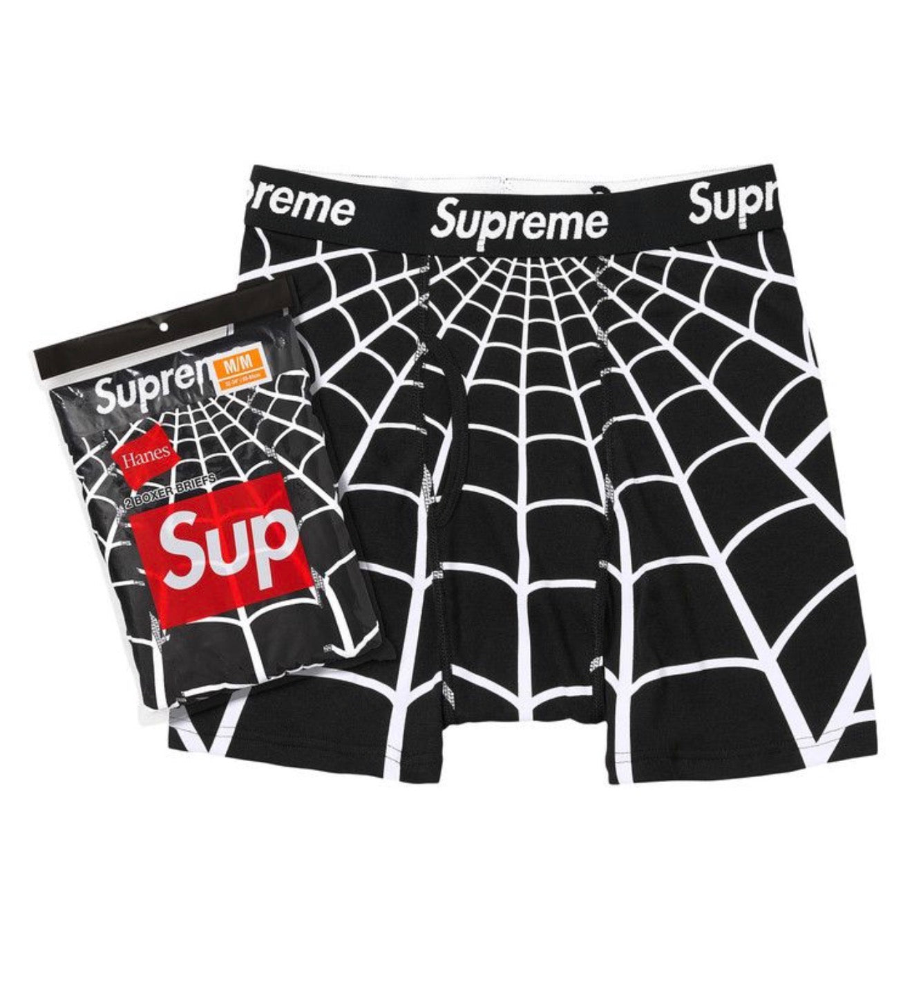 Supreme x Hanes 2 Pack Boxer Briefs Spider-Man Black