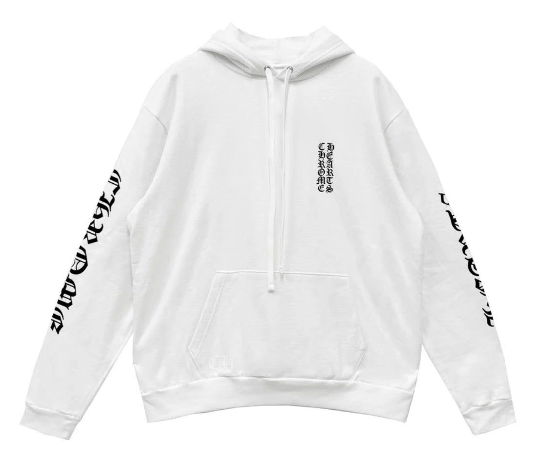 Chrome Hearts White Vertical Pullover Hoodie