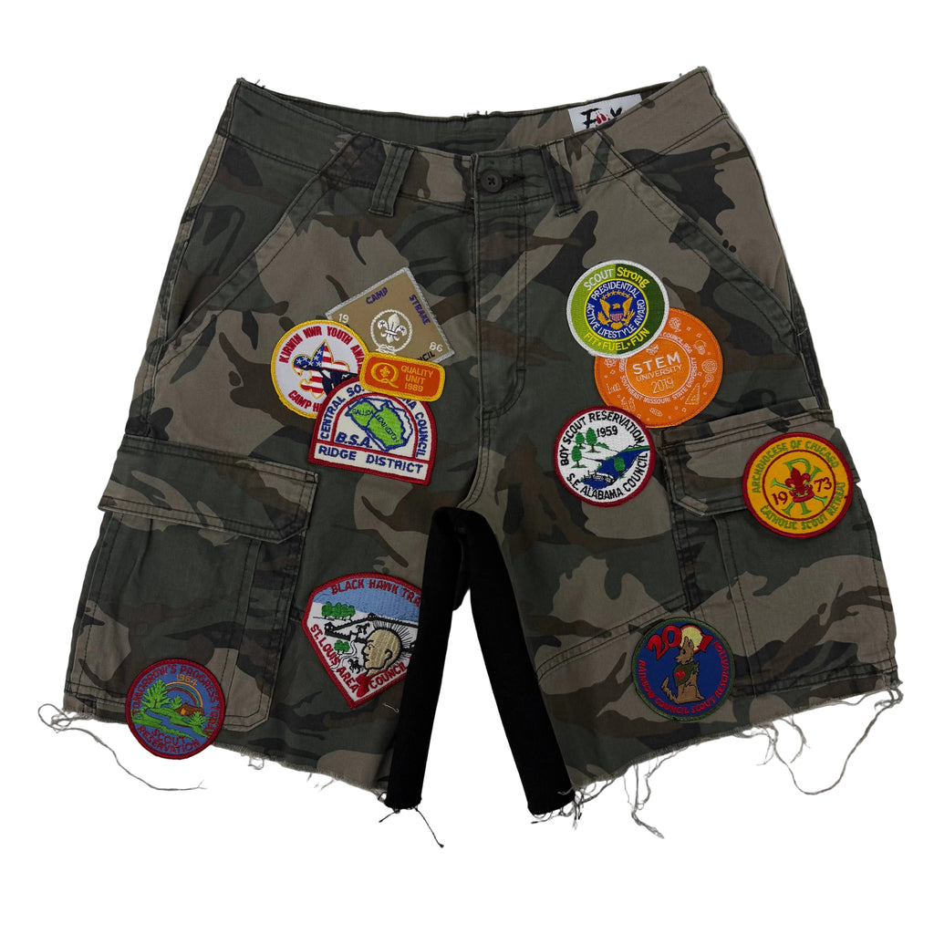 Kill by Foxx ‘Boy Scout’ Patch Work Camo Shorts