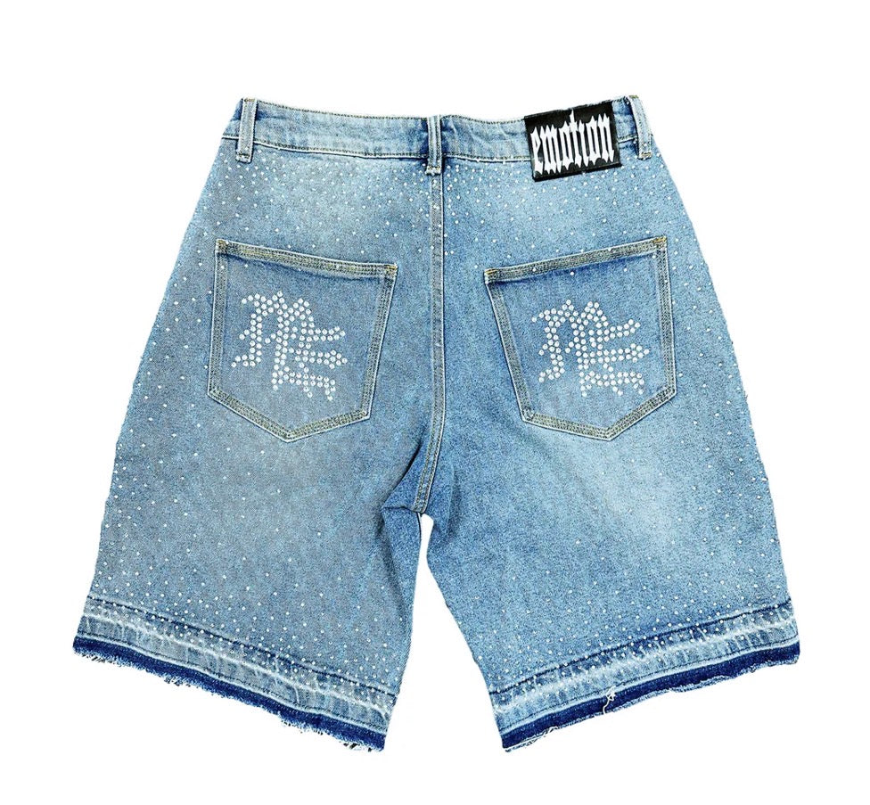 Mixed Emotions Blue ‘ME’ Denim Shorts