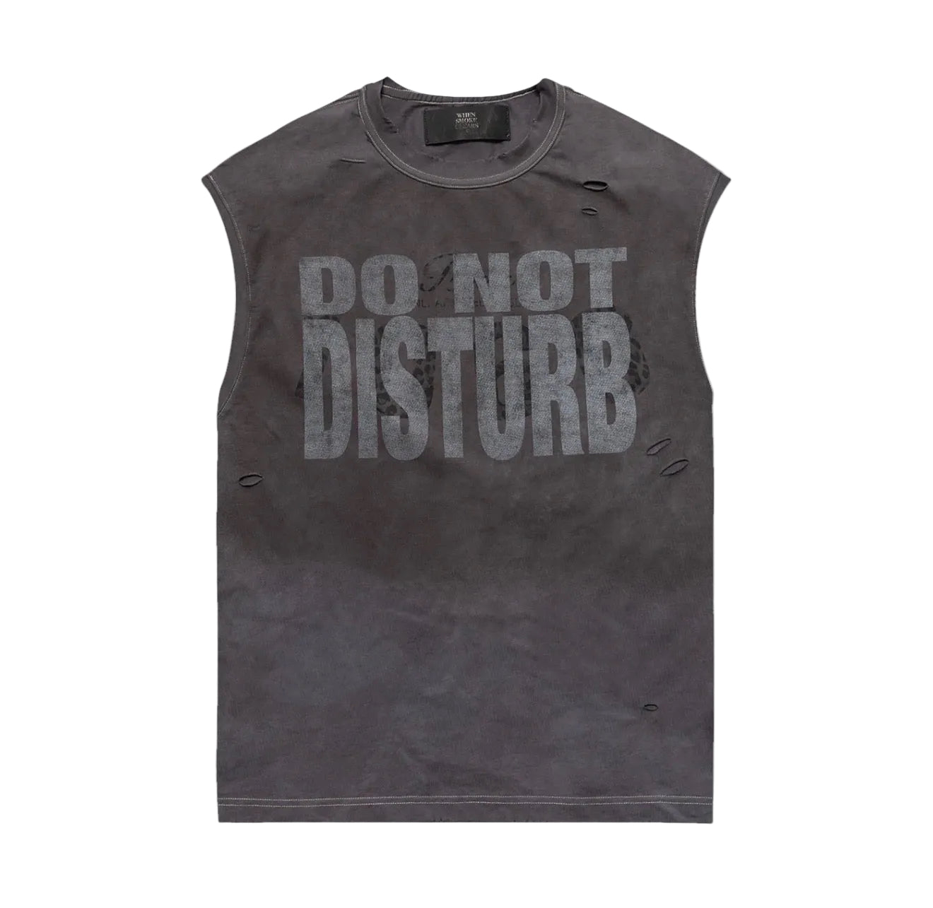When Smoke Clears ‘Do Not Disturb’ Cut Off Tee Black Wash