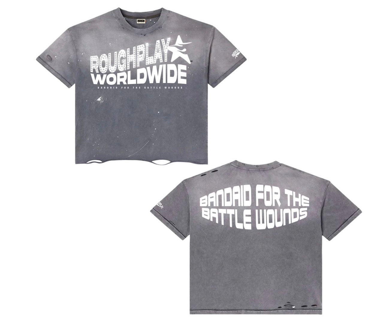RoughPlay ‘World Wide’ Tee Grey/White Rhinestone