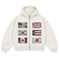 Floor 914 ‘Flag’ Zip Up Hoodie Tan