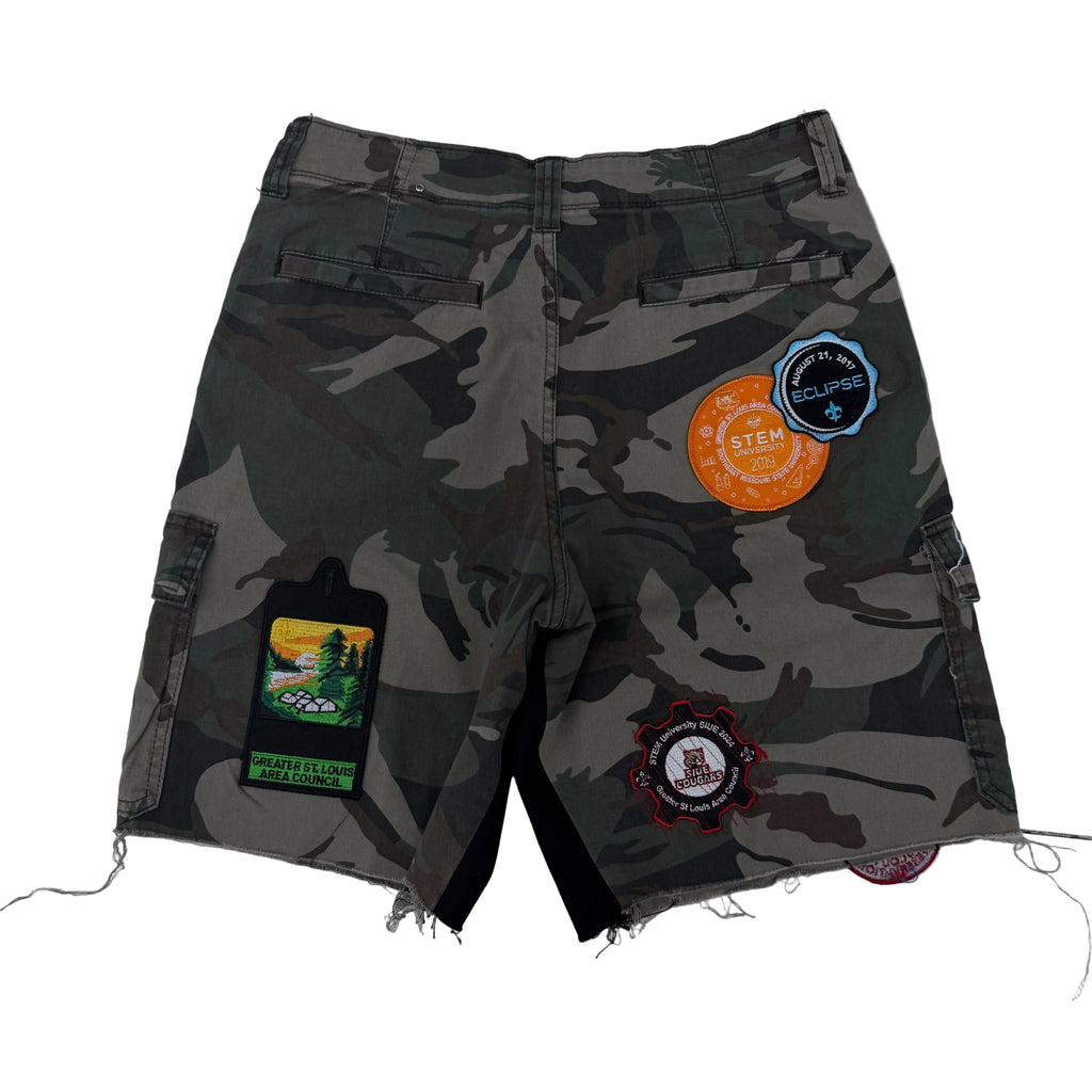 Kill by Foxx ‘Boy Scout’ Patch Work Camo Shorts