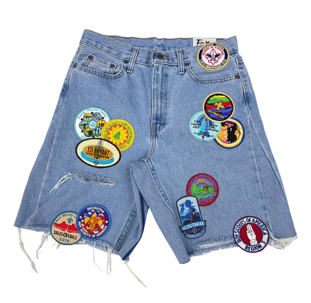 Kill by Foxx ‘Boy Scout’ Patch Work Jean Shorts