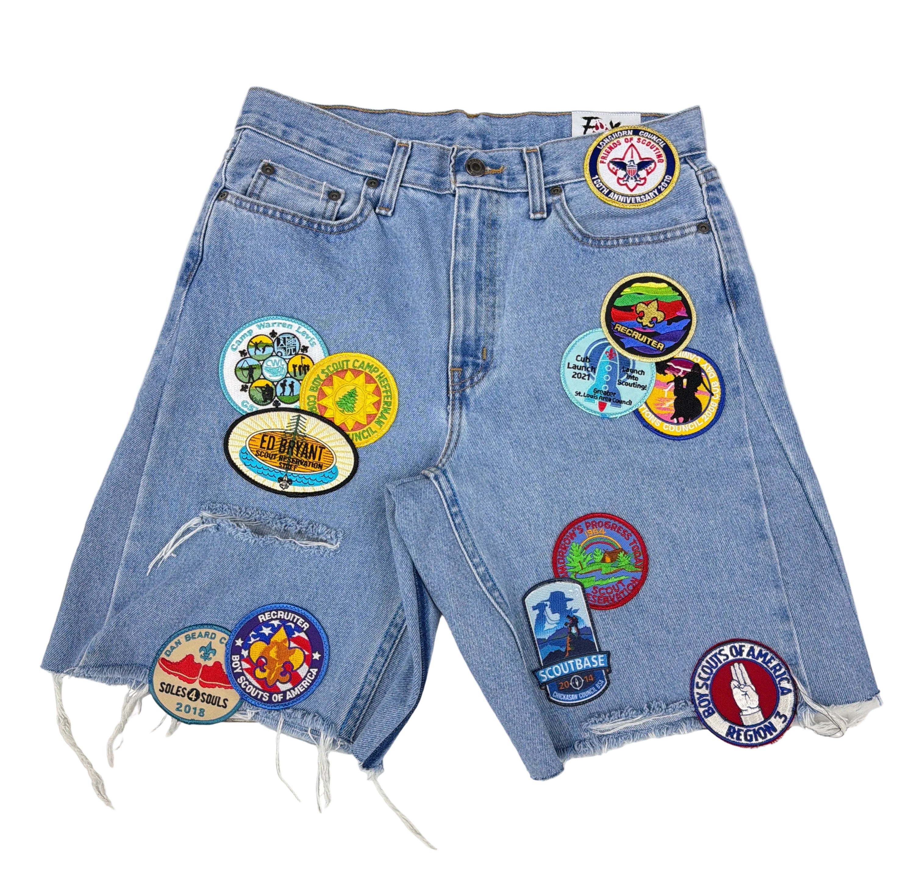 Kill by Foxx ‘Boy Scout’ Patch Work Jean Shorts