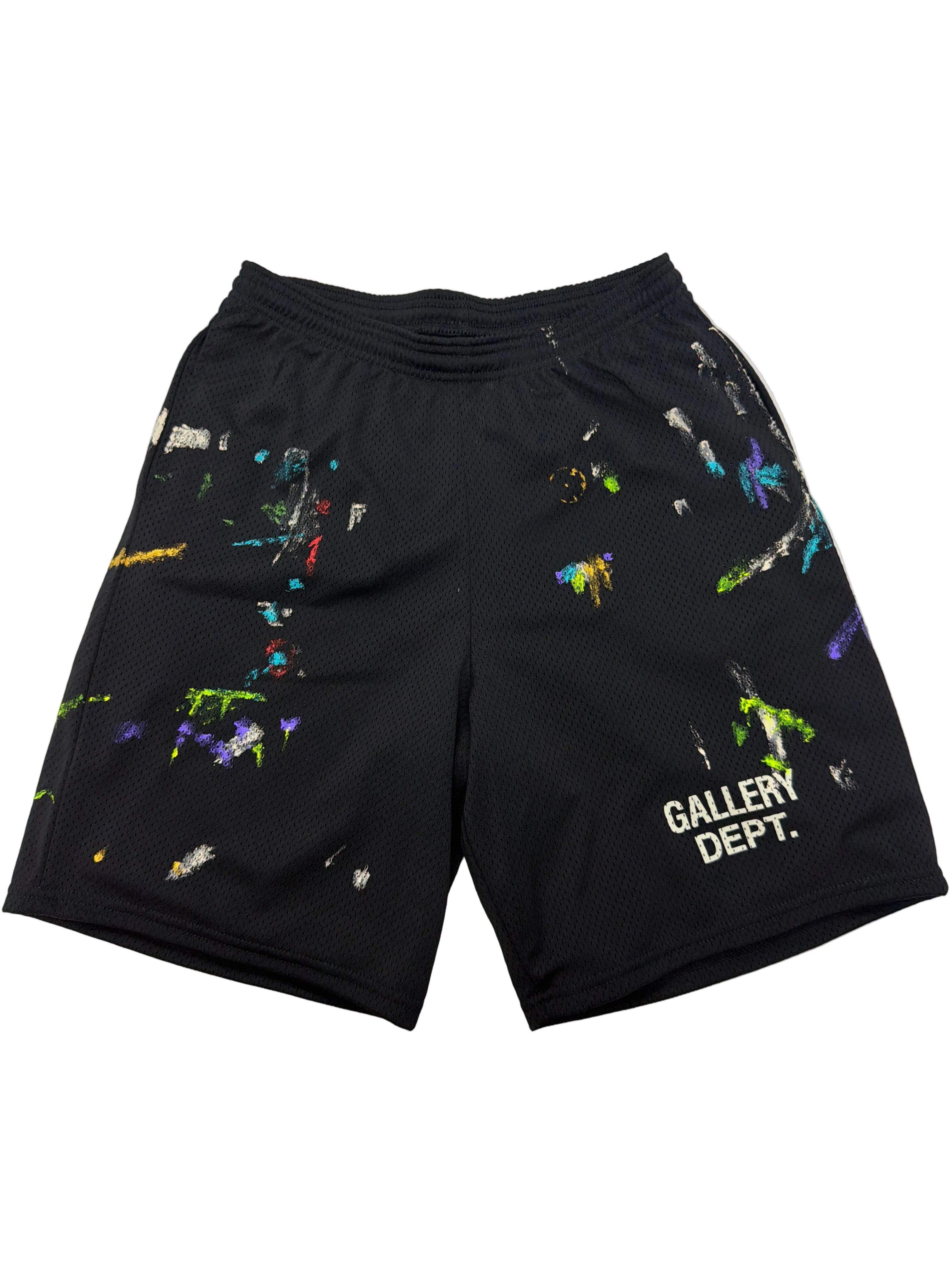 Gallery Dept Paint Splattered Mesh Shorts Black