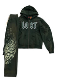Lost Intricacy Rhinestone Sweatsuit - Green