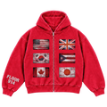 Floor 914 ‘Flag’ Zip Up Hoodie Red