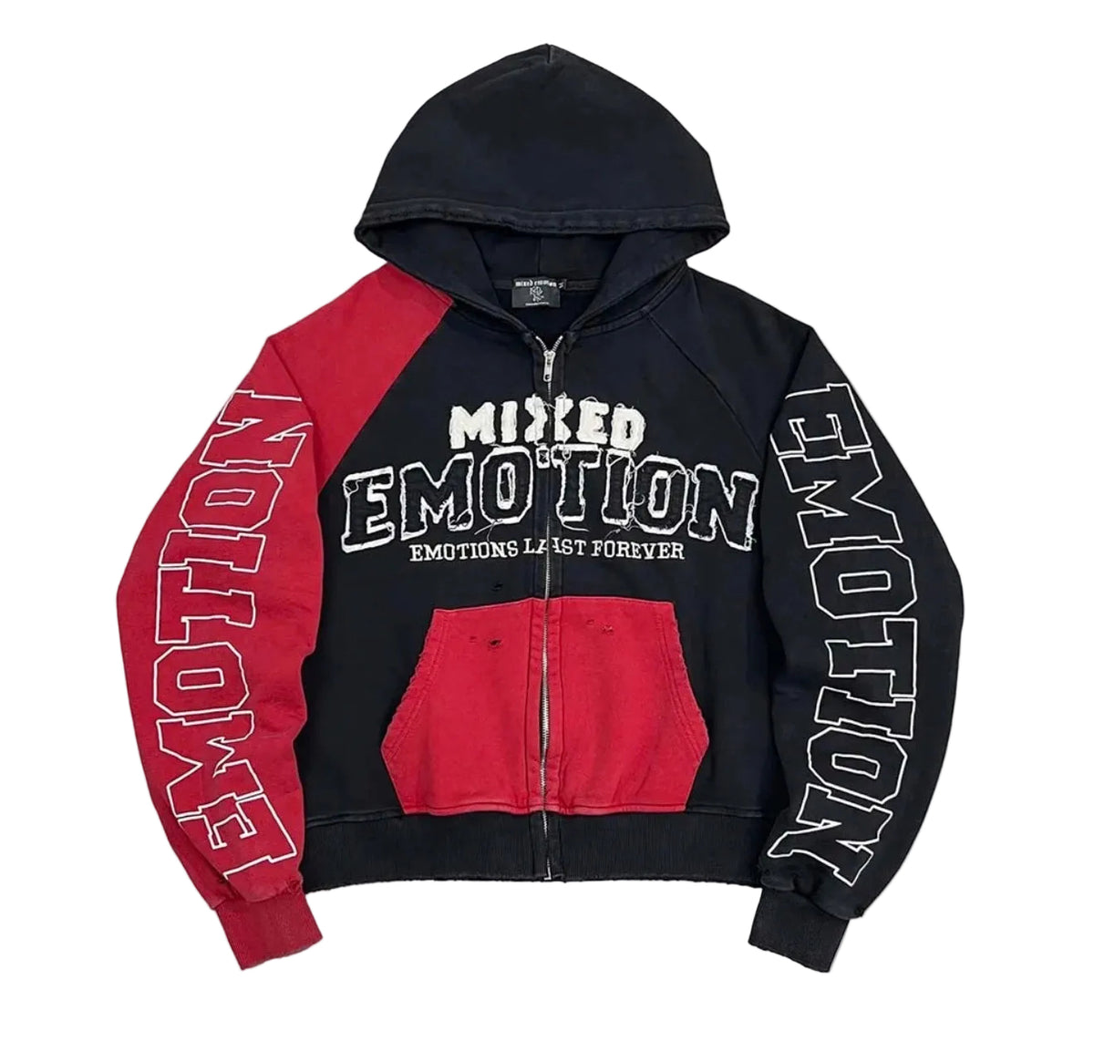 Mixed Emotion ‘Split’ Zip Up Hoodie Red