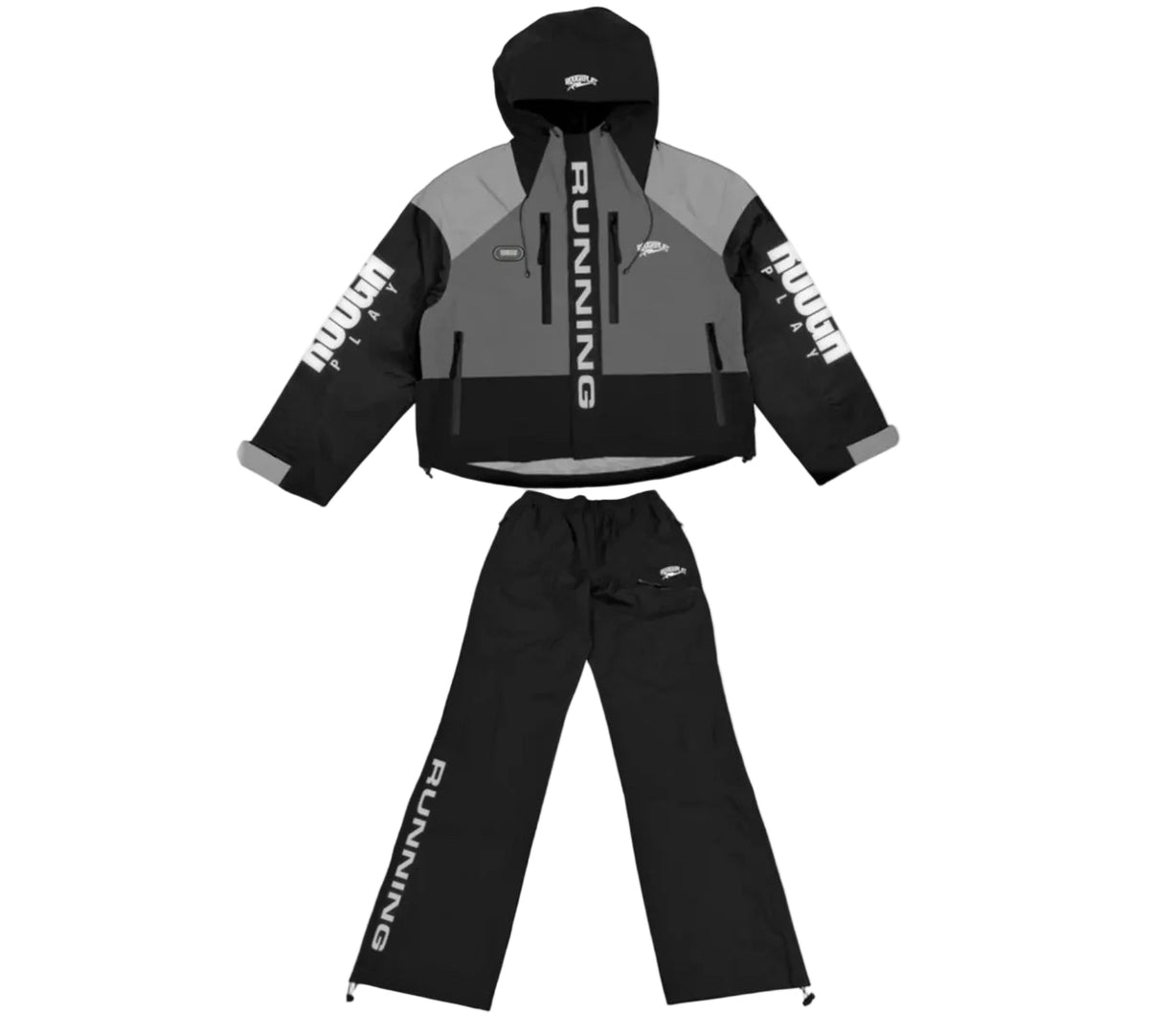RoughPlay Water Resistant Track Suit Black/Grey Set