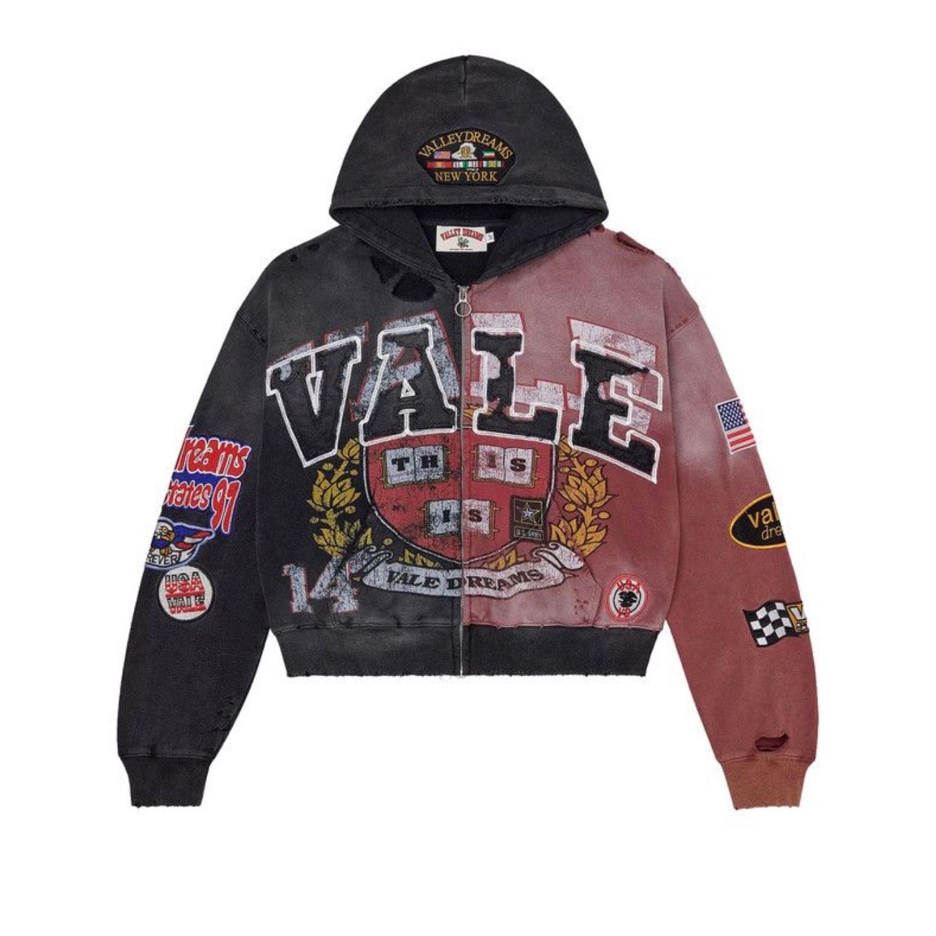 Vale Forever ‘Two Face’ Zip Up Hoodie Black/Red