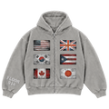 Floor 914 ‘Flag’ Zip Up Hoodie Grey