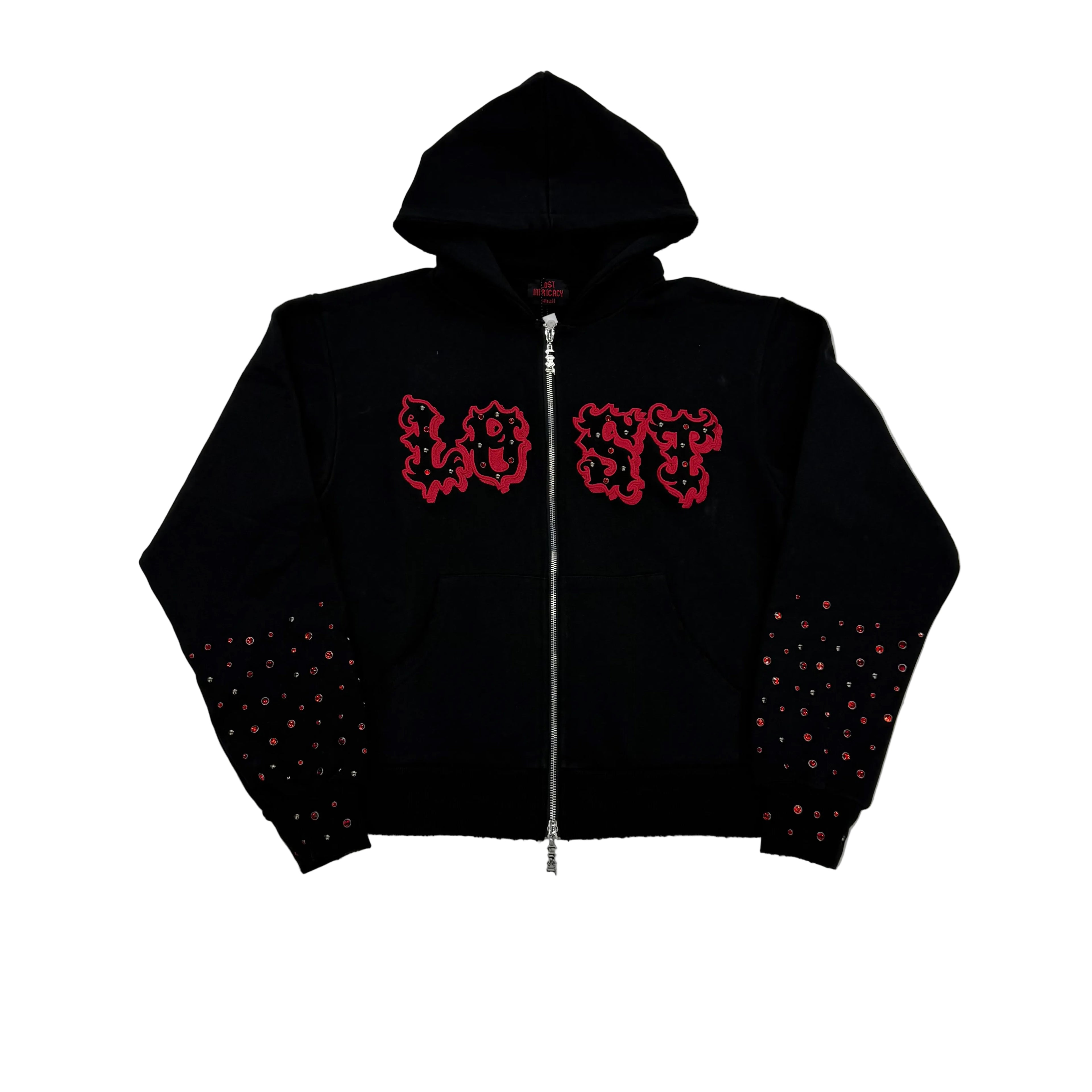 Lost Intricacy ‘Patch’ Zip Up Hoodie Black Red