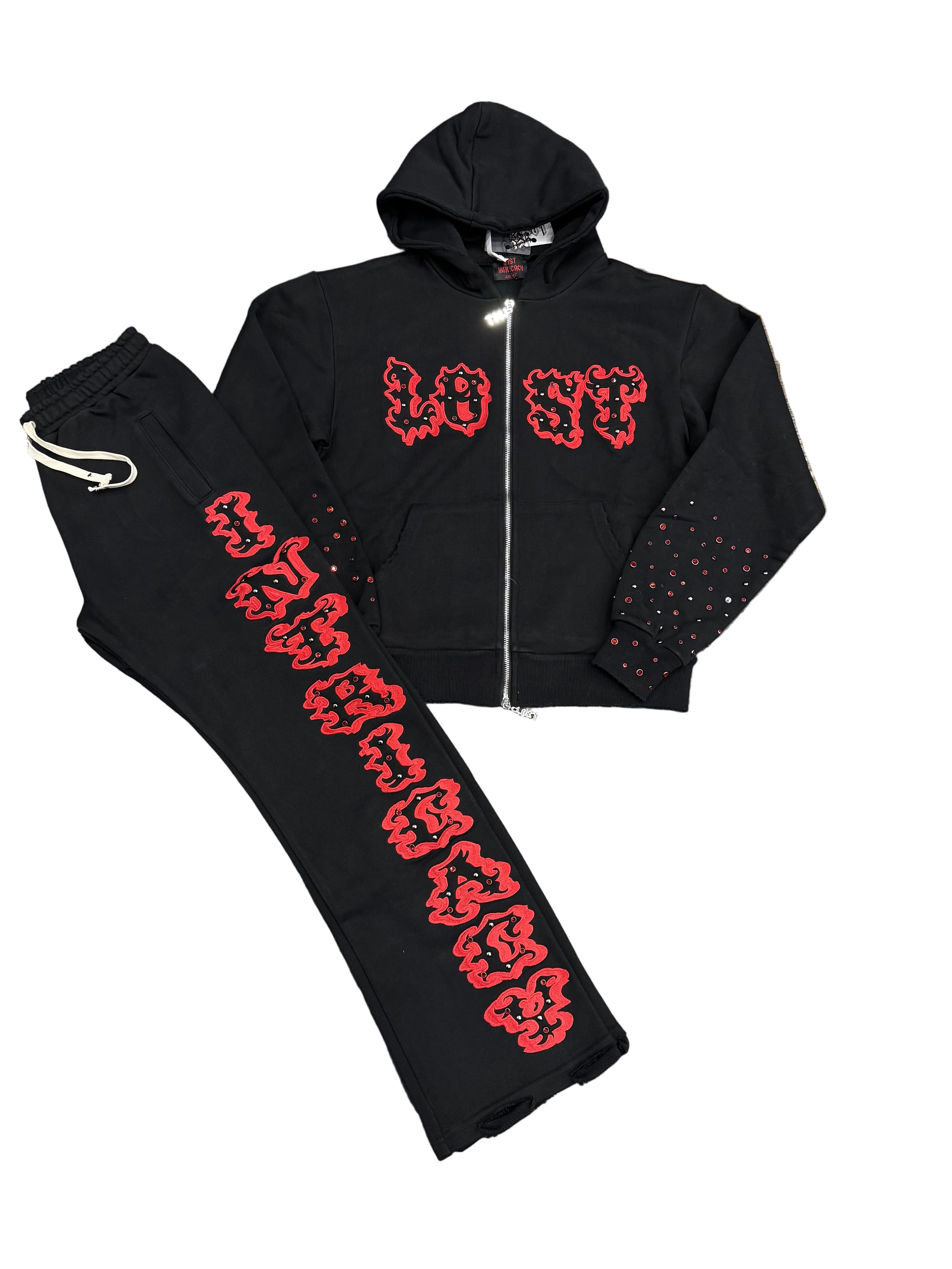 Lost Intricacy ‘Patch’ Black and Red Sweatsuit