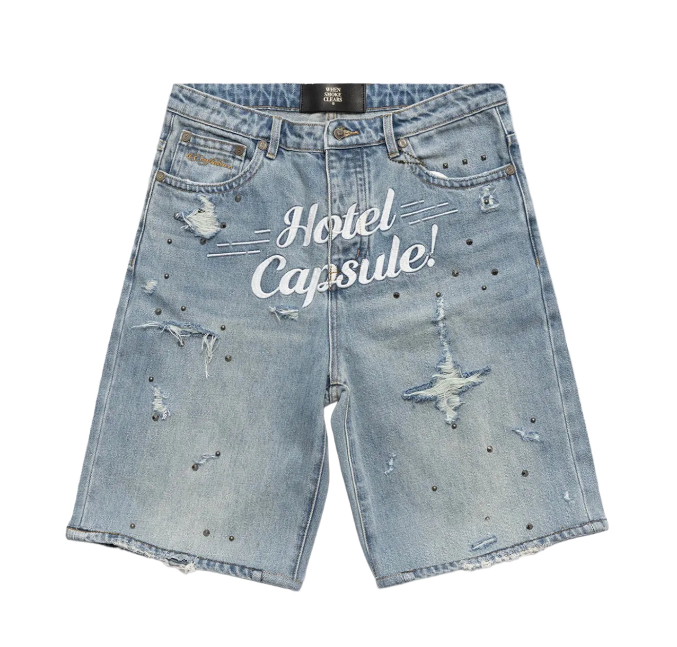 When Smoke Clears ‘Travel Hotel Capsule’ Jeans Shorts Blue
