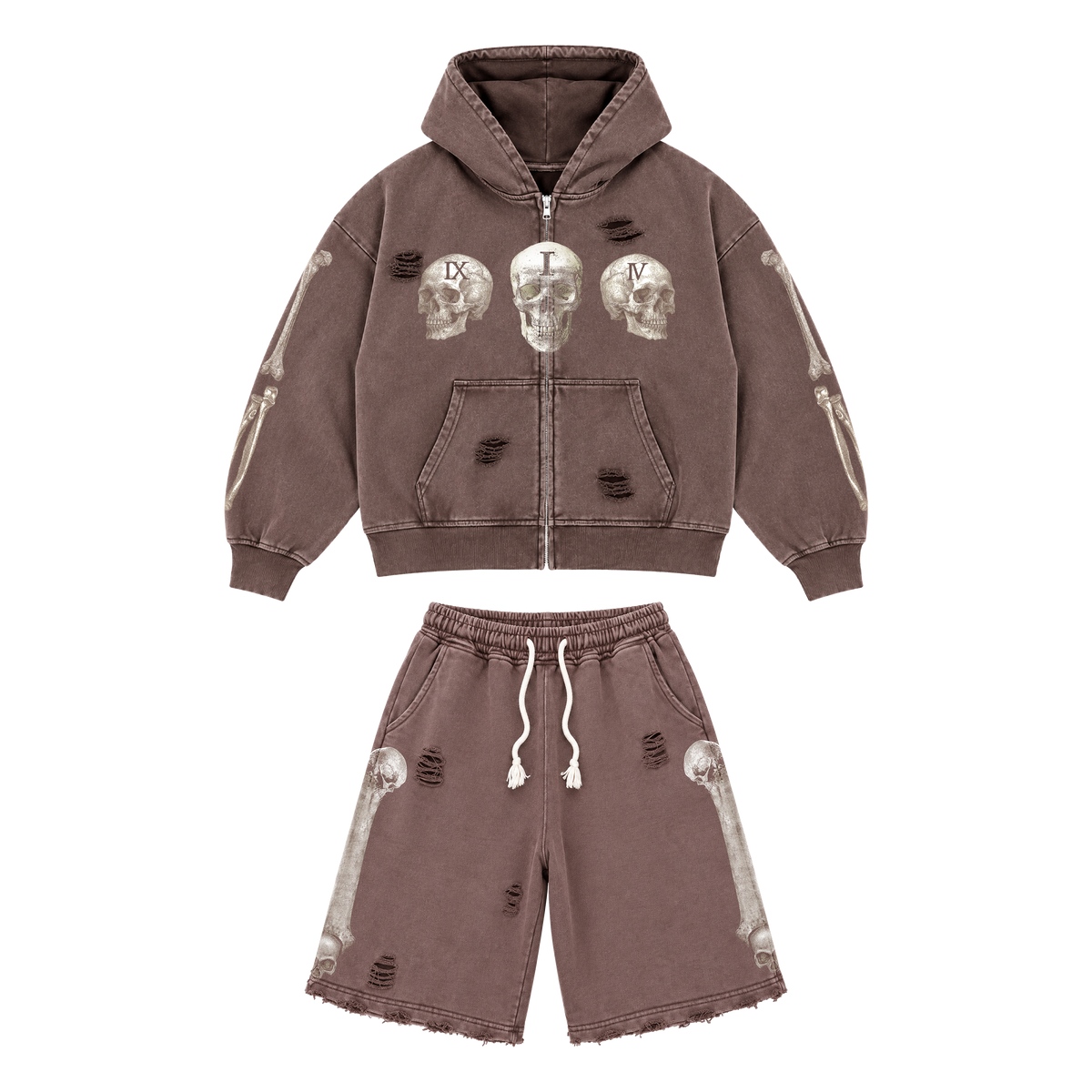 Floor 914 ‘Skull’ Short Set Brown