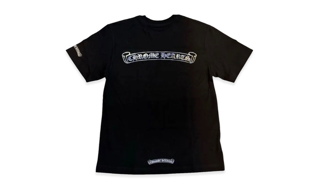 Chrome Hearts Black Metallic Scroll Logo T-Shirt