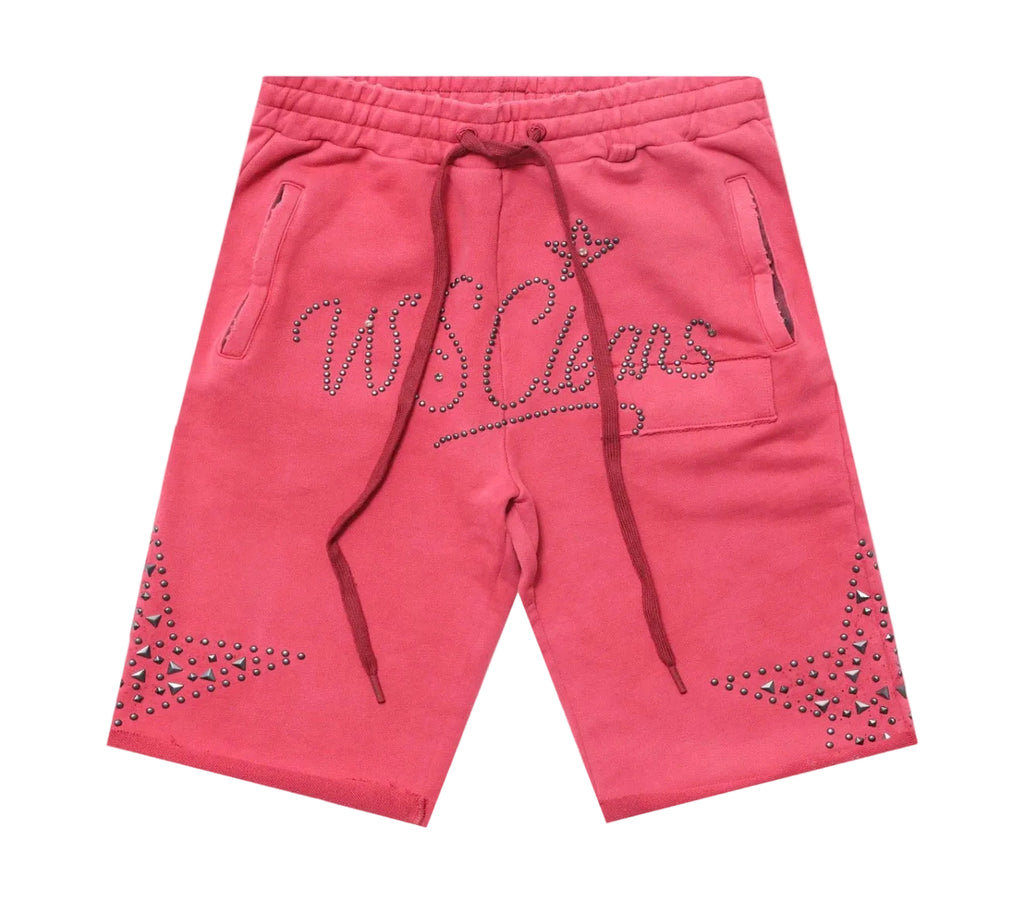 When Smoke Clears ‘Star Studded’ Sweat Shorts Red