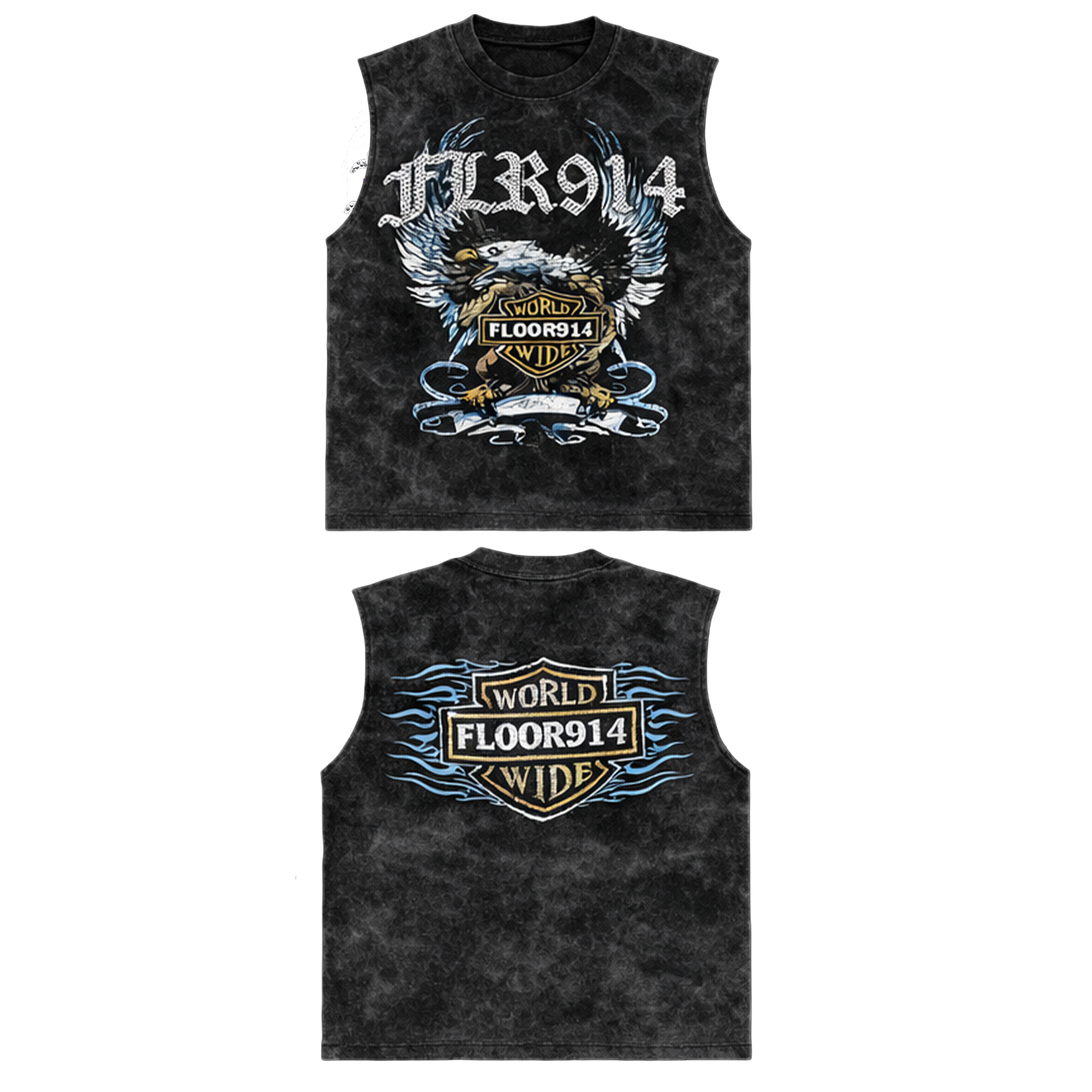 Floor 914 Skystricker Black Wash Sleeveless Tee