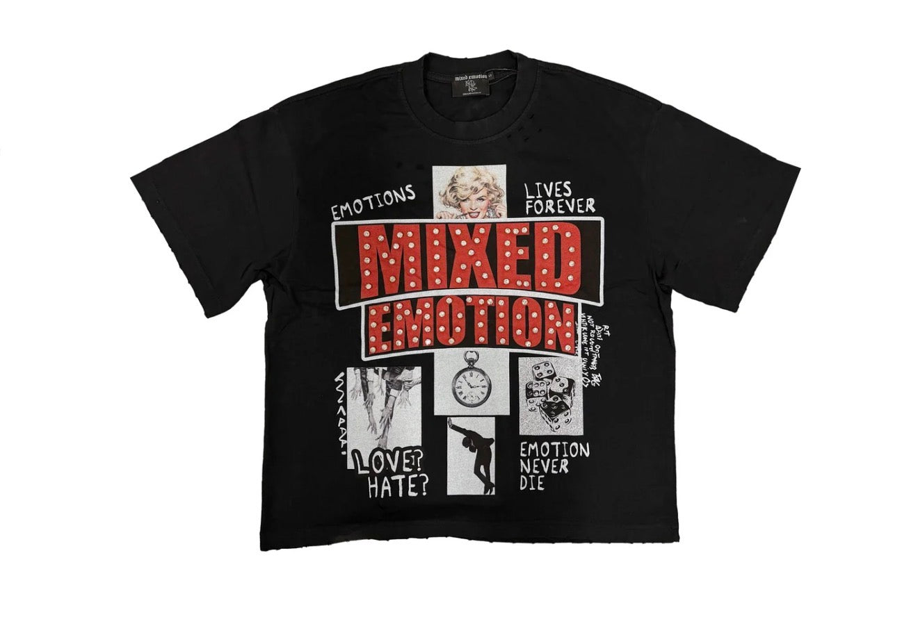 Mixed Emotions 'Lost Identity' Black Rhinestone Tee