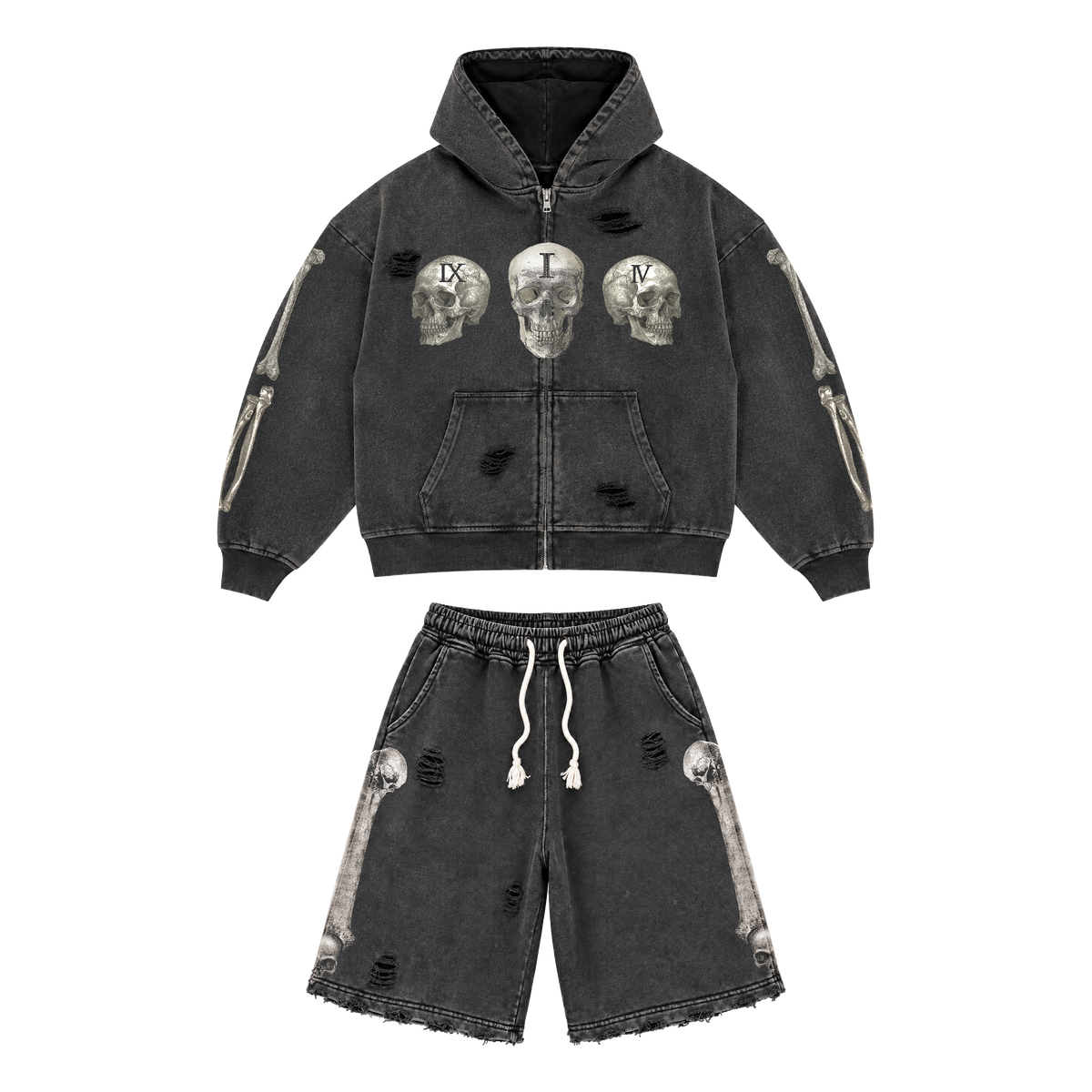 Floor 914 ‘Skull’ Short Set Black