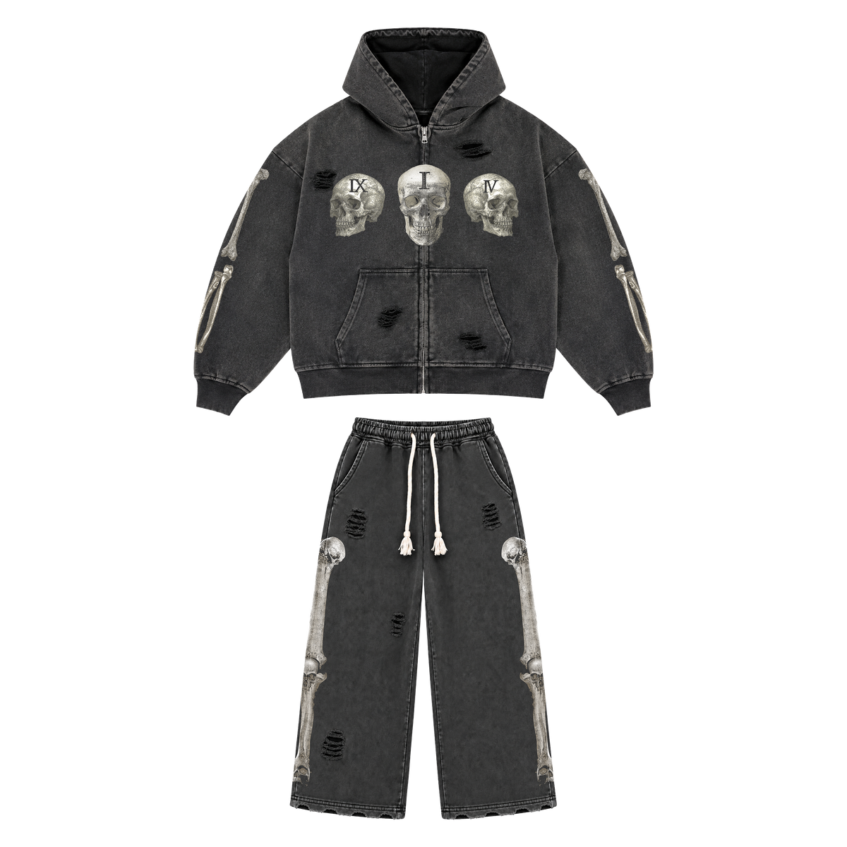 Floor 914 ‘Skull’ Sweatsuit Black Wash