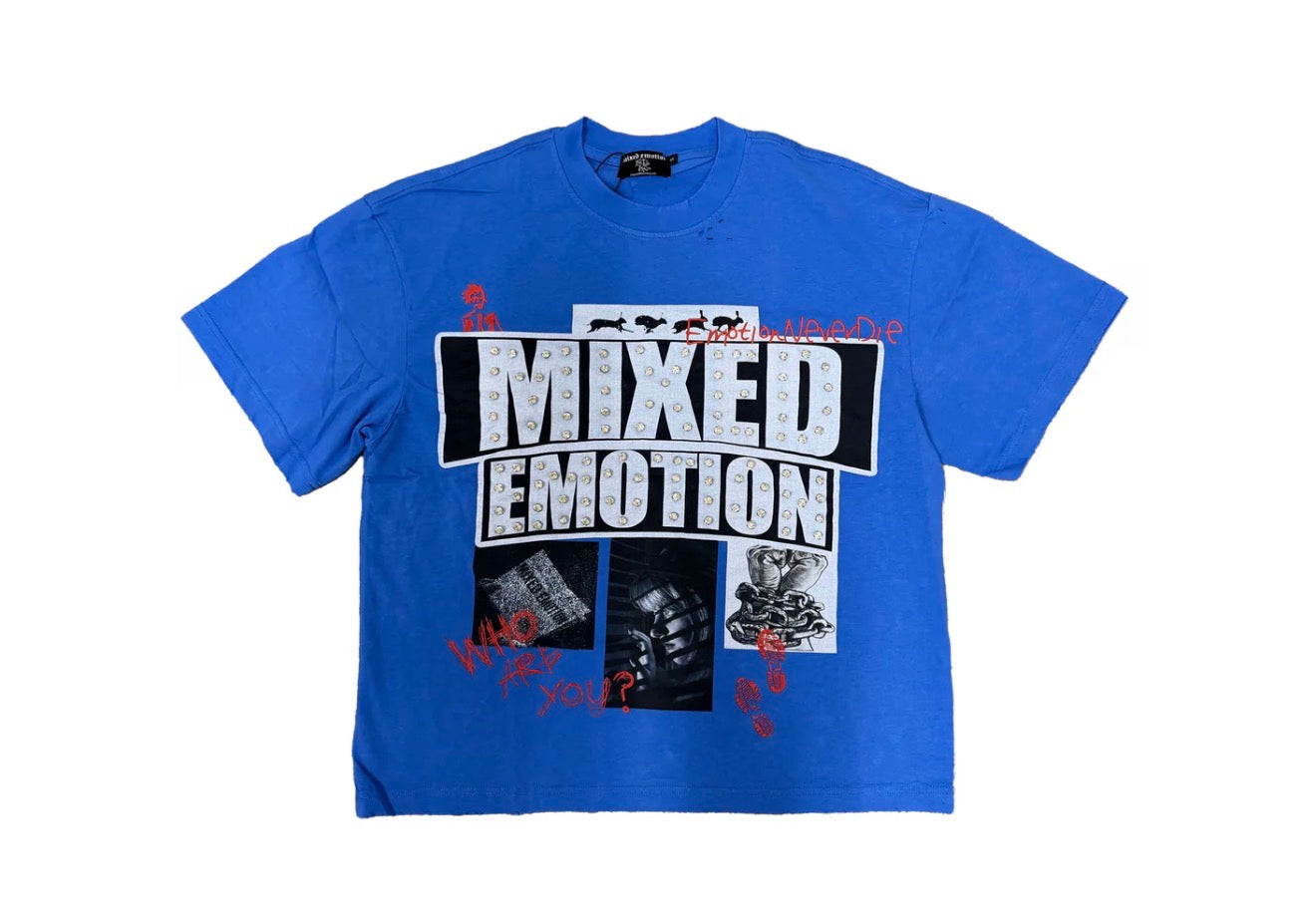 Mixed Emotions 'Lost Identity' Blue Rhinestone Tee