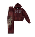 Lost Intricacy Rhinestone Sweatsuit - Maroon