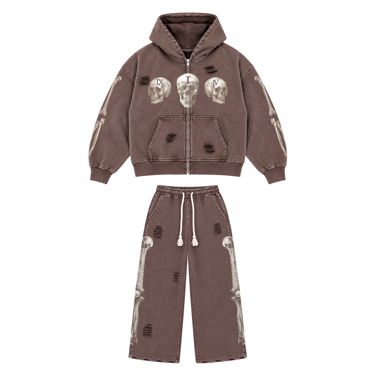 Floor 914 ‘Skull’ Sweatsuit Brown