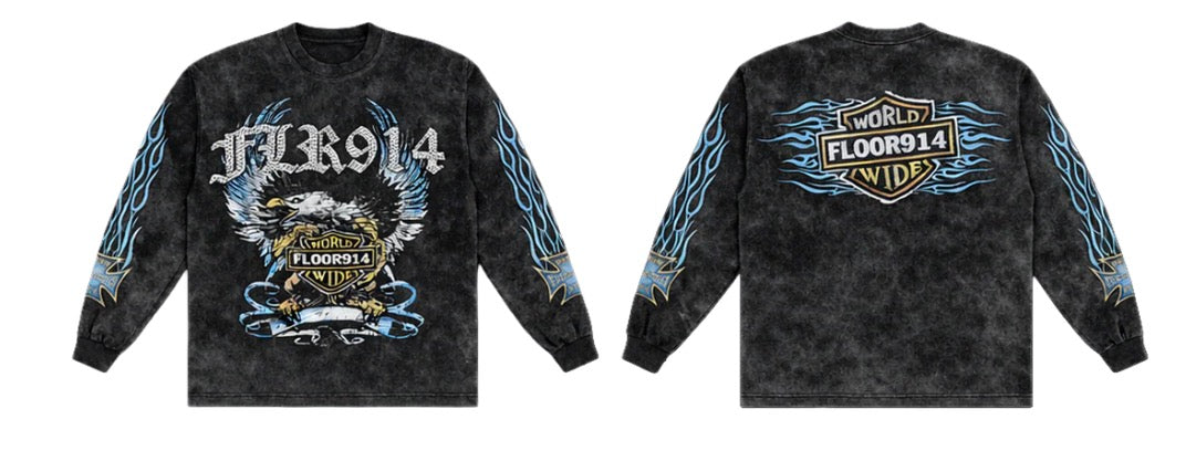 Floor 914 Skystricker Black Wash Longsleeve Tee