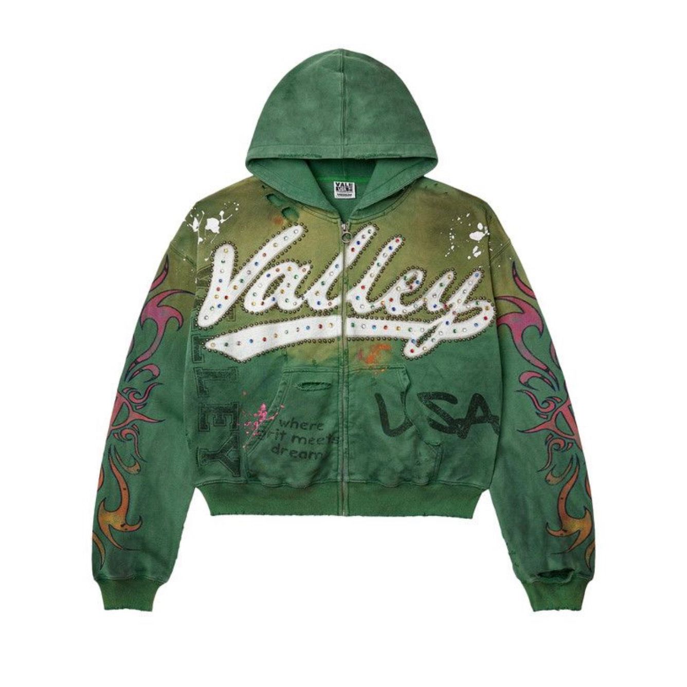 Vale Forever ‘Inferno’ Zip Up Hoodie Green (STEAL)