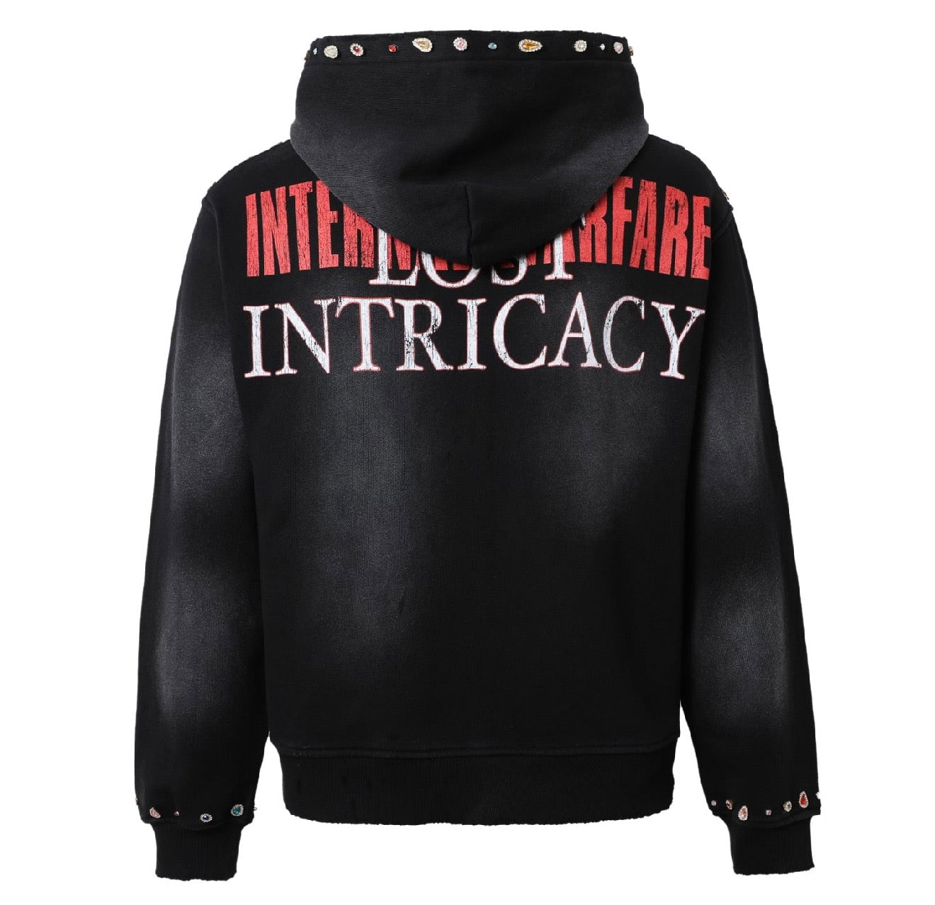 Lost Intricacy Front Mag Rhinestone Hoodie Black
