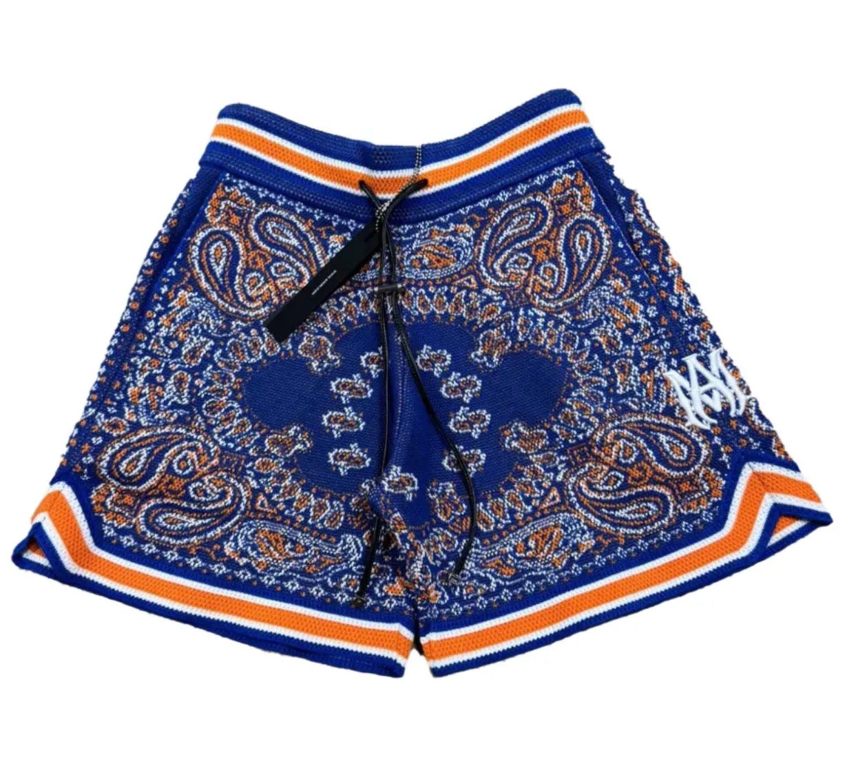 Amiri MA Logo ‘Bandana’ Shorts Blue Orange NYC Exclusive