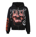 Lost Intricacy ‘Skull’ Zip Up Hoodie Black/Orange