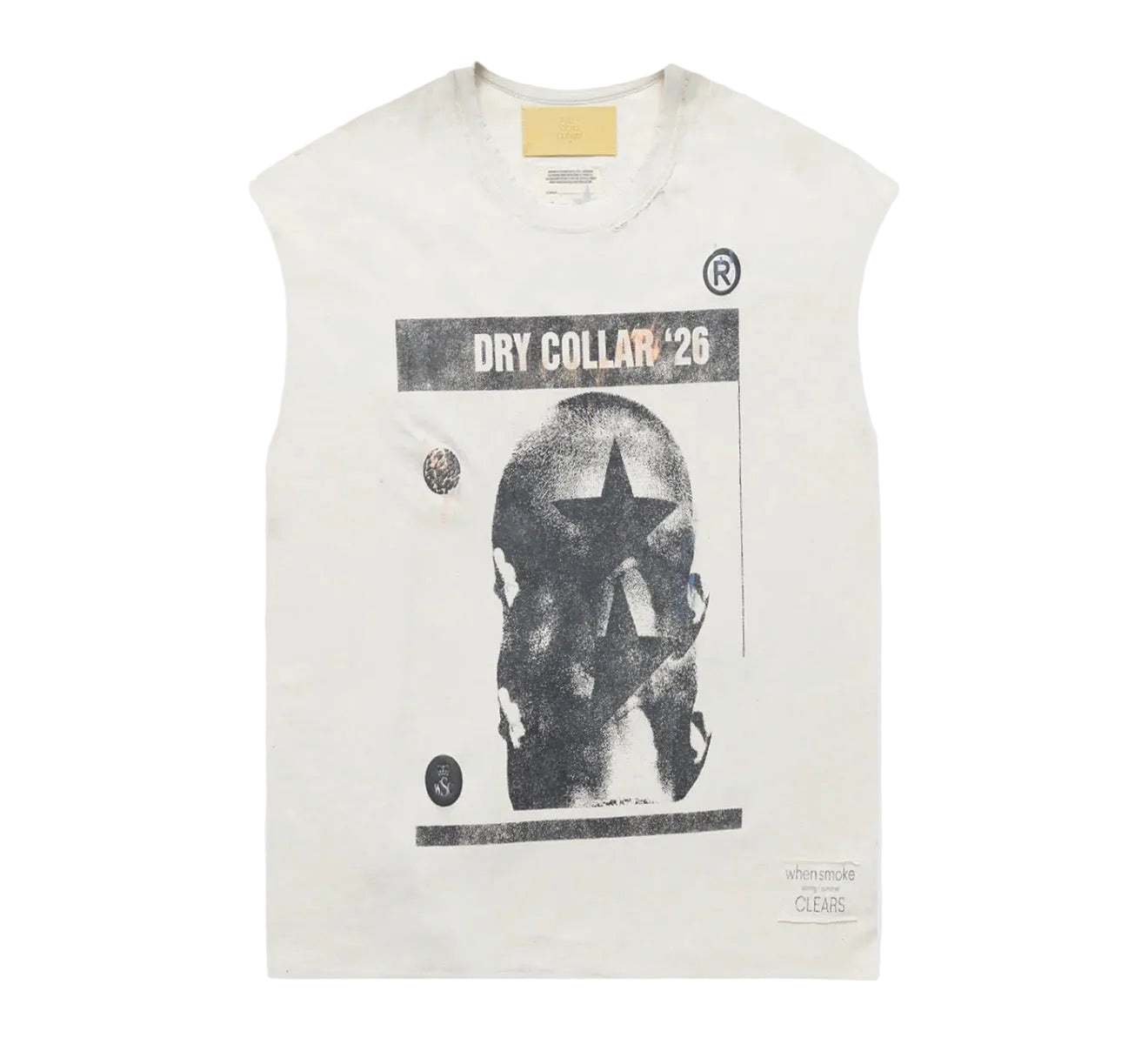 When Smoke Clears ‘Dry Collar Patched’ Cut Off Tee White