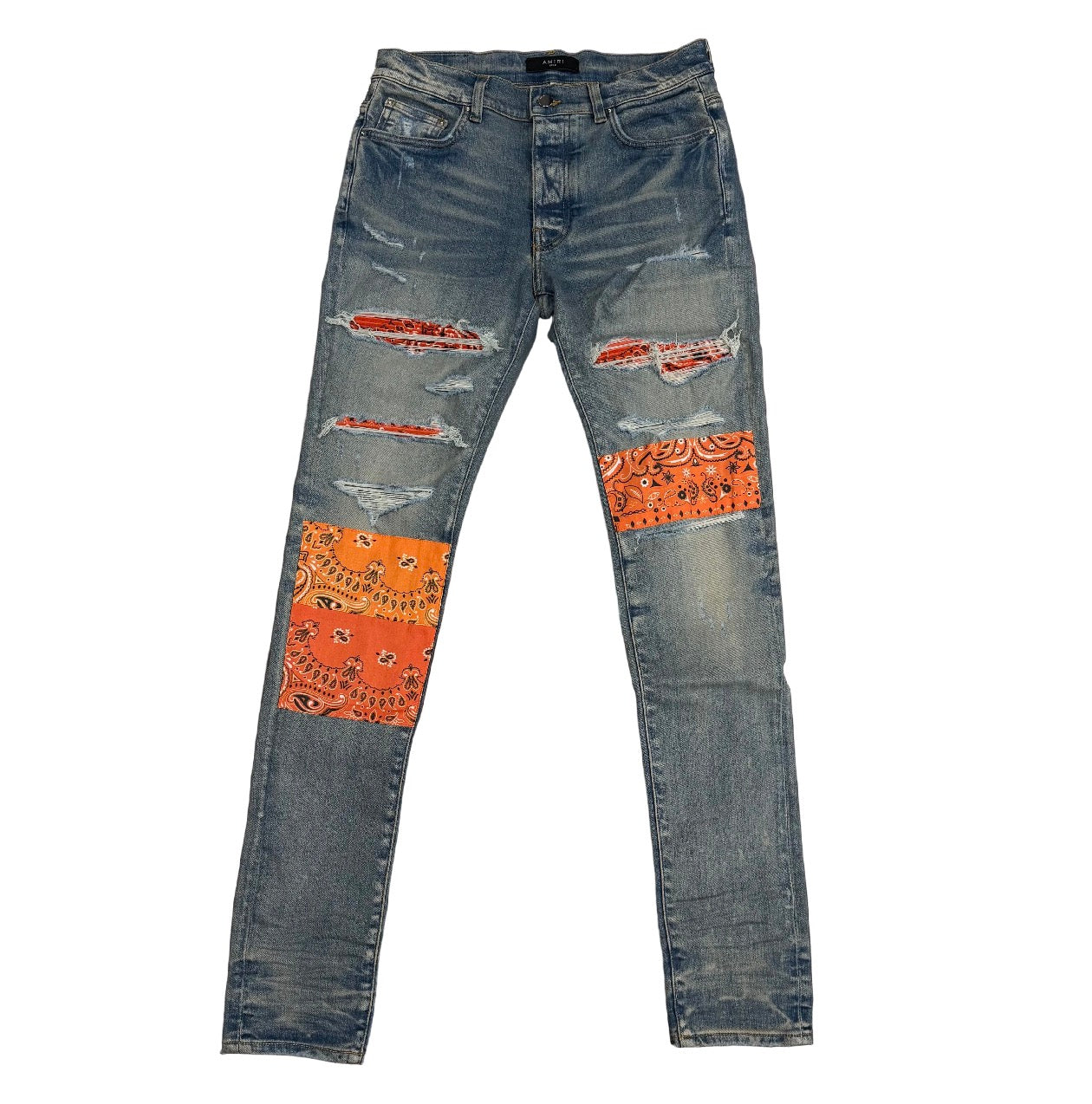 Mike Amiri ‘Vintage Bandana Artwork’ Jeans Orange