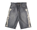 Kapital ‘Bone Embroidery’ 14oz Black Jean Shorts