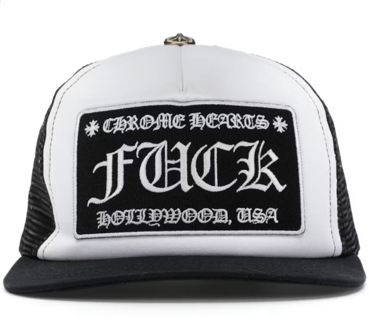 Chrome Hearts White Fuck Hollywood Trucker Hat